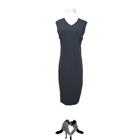 Vince gray sleeveless v neck knee length sheath dress size 10 - Picture 9 of 14
